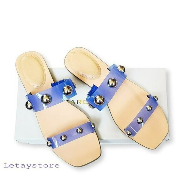 NWT Marc Fisher Frosted Lucite Stud Embellished Slide-on Sandals - Picture 6 of 6